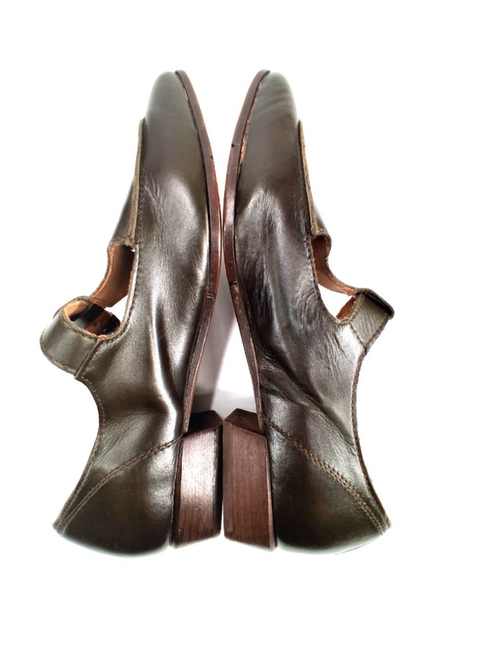 MOMA Handmade Leather Mary Jane T Strap Shoes Pointed Toe Brown EU 41 Italy - Picture 8 of 14